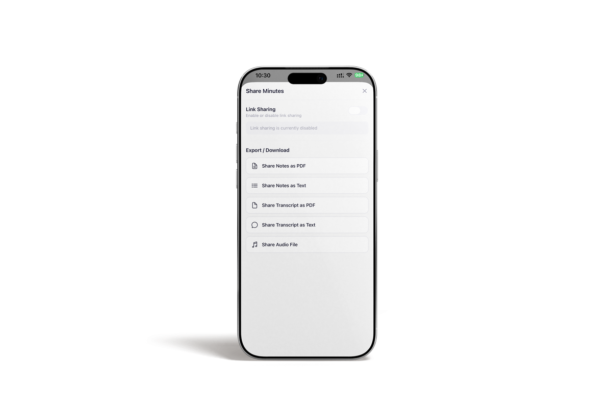 Export and share in Minuta