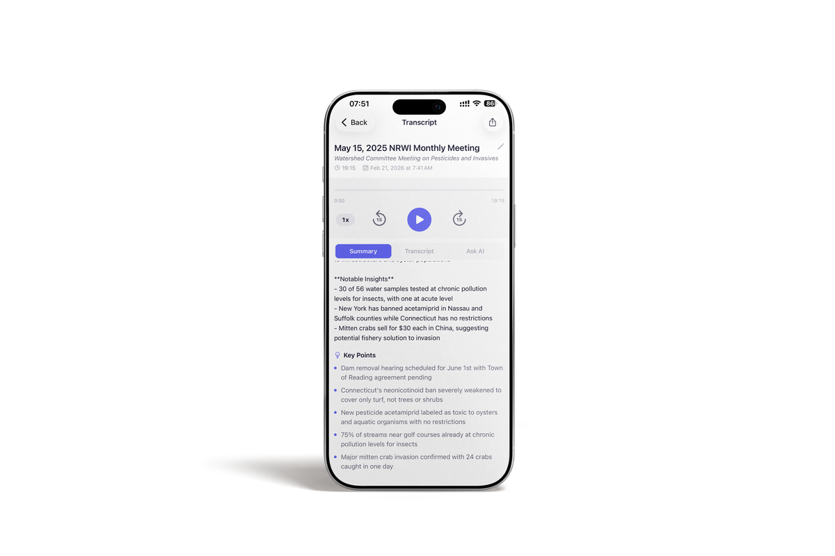 AI notes and summary in Minuta